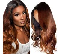 Hxxcoup Human Hair Wig Body Wave Brown Real Hair Wig for Women Wigs 5 x 5 Lace Front 1B430 Real Hair 100% Unprocessed Brazilian Virgin Hair Glueless Wear and Go for Woman 18 Inches