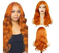Hxxcoup Human Hair Wig Lace Front Wig Body Wave Wig 4x4 Ginger Orange Wig Real Hair Wig Women's Brazilian Virgin Hair Wig #350 Colour No Tangle Afro Wig Women's Glueless for Woman 30 Inches