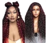 Hxxcoup Lace Front Wig 13x4 Human Hair Wig Glueless Wig Wear and Go with Baby Hair Burgundy Wig P1B/99J Grade 8 A Unprocesse Virgin Hair Transparent Lace Frontal Wig No Tangle 18 Inch