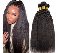 Hxxcoup Real Hair Wefts Blonde Human Hair Bundles Yaki Wave Hair Bundles Natural Black Blonde Human Hair 100 g/pc Double Weft Ectensions for Women with Minimal Smell 20 22 24 Inches