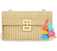 HXY Summer Beach Raffia Clutch Bag for Women‘s Straw Clutch Purses with Boho Tassel for Women Woven Shoulder Handbag Straw Crossbody Bag for Beach Party Vacation Travel