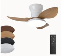 HXYSXHJUO 100CM Modern Smart Ceiling Fan with Light and Remote Reversible DC Motor 6 Speeds 3 Colour Dimmable Quiet LED for Living Room Bedroom Dining Room-White Wood Grain||65