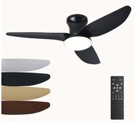 HXYSXHJUO 100CM Modern Smart Ceiling Fan with Light and Remote Reversible DC Motor 6 Speeds 3 Colour Dimmable Quiet LED for Living Room Bedroom Dining Room-Black||100