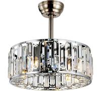 HXYSXHJUO 18" Crystal Ceiling Fan with Light Remote Control, Industrial Enclosed Bladeless Fandelier 3 Speeds Modern Black Caged Chandelier fof Farmhouse Bedroom/742 (Color : Industrial)