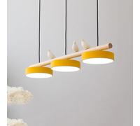 HXYSXHJUO 3 Light Modern LED Linear Pendant for Dining Room Table Dimmable Long Strip Chandelier Nordic Bird Decorate Wood Ceiling Hanging lamp Kitchen Island Farmhouse Hallway