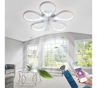 HXYSXHJUO 62CM Floral Ceiling Fan with Light and Remote Control DC Motor 6 Wind Speed LED Dimmable Timer for Bedroom Living Room Summer & Winter Reversible-White||A