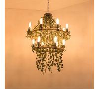 HXYSXHJUO American Retro Chandelier Industrial Style Creativity Hemp Rope Music Restaurant Bar Coffee Shop Milk Tea Clothing Store Green Plants LED Decoration Pendant ht (L 14 hts)