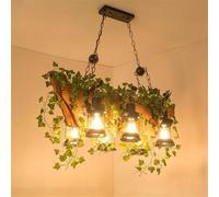 HXYSXHJUO American Retro Chandelier LED Industrial Style Creativity Music Restaurant Bar Coffee Shop Milk Tea Clothing Store Green Plants Decoration Atmosphere Pendant ht (G 6 hts)