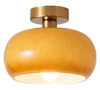 HXYSXHJUO Ceiling Lamp Nordic Vintage Light Fixture Denmark Mid Century Modern Nostalgia Semi Flush Mount With Orange White Glass Shade For Restaurant Cafe Loft Bedroom Hallway 10.6inch (