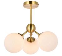HXYSXHJUO G9 All Copper Nordic Bedroom Ceiling Lamp Modern Concise Chandelier hting Semi Flush Mount Livingroom Dining Room Art Magic Bean Pendant hts-Copper and milky white glass 3 St