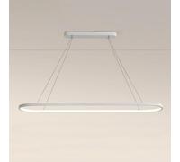 HXYSXHJUO Led Long Strip Chandelier Ring Shape Metal Pendant Light, Modern Simple Adjustable Height Hanging Dining Room Bar Kitchen Island Living Ceiling Lights,White-90cm,warm lig