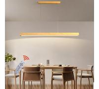 HXYSXHJUO LED Pendant Light, Adjustable Wood Hanging Lamp for Dining Room, Living Modern Linear Ceiling Fixture with Remote Control, Ideal Table, Bedroom, Office Lighting