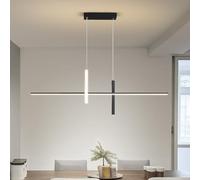 HXYSXHJUO Linear Led Pendant ht For Kitchen Island,modern Dimmable Chandelier With Remote,height Adjustable Ceiling Hanging ht,dining Room Fixture Bedroom Living Room(39.4”, Black)