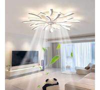 HXYSXHJUO Living Room Ceiling Fan with Light, Recessed Three Colour Temperatures, Dimmable, Reversible DC Motor, Remote Control, Fandeliers Lights and