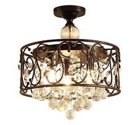 HXYSXHJUO Luxurious Chandelier Chandeliers,Country Creative Crystal Candelabra Drum Lampshade Retro Industry Bedroom Ceiling Hanging Fixture 15" Rustic Lamp Dining Room Kitchen Good Made in