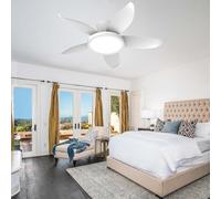 HXYSXHJUO Modern Ceiling Fan with Light and Remote Control Kids Led Smart Dimmable 3000K-6500K Quiet Reversible Dc Motor 6 Speed for Bedroom Living Room-White-88CM