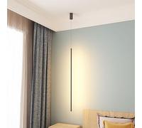 HXYSXHJUO Modern LED Pendant Light Linear Strip Hanging Lamp Minimalist Chandelier Ceiling Lighting Indoor, Black Metal Suspension Lights for Living Room Bedroom Hallway Office
