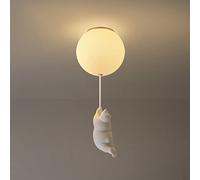 HXYSXHJUO Semi Flush Mount Ceiling Light, Cute Chandelier with Cream Glass Shade 1 Bulb Balloon Polar Bear Design Pendant Light lamp for Nursery Kids Room Dining Living Bedroom, 8"