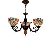 HXYSXHJUO Tiffany Style Three-Head Chandelier Hummingbird Floral Vintage Shade Adjustable Hanging Chain Ceiling Lamp for Study Aisle Cafe,E27*3,(52cm*80cm)