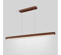 HXYSXHJUO Ultra-Thin Linear Pendant Light for Dining Room, Modern Metal Strip LED Chandelier with Wood Grain Finish, Nordic Minimalist Hanging Lamp Kitchen Island and Areas(Three-color,Walnut grain)