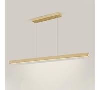 HXYSXHJUO Ultra-Thin Linear Pendant Light for Dining Room, Modern Metal Strip LED Chandelier with Wood Grain Finish, Nordic Minimalist Hanging Lamp Kitchen Island and Areas(Three-color,Original wood