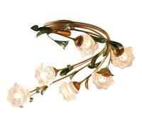 HXYSXHJUO Vintage Ceiling Lamp Glass Flower Flush Mount Light Fixture 6-lights Chandelier Lighting E14 Close to Lamps for Living Room Bedroom Farmhouse