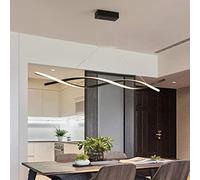 HXYSXHJUO Wave Design LED Pendant ht Curl Linear Adjustable Hanging Lamp Nordic Style Modern Spiral Chandelier for Kitchen Island Dining Table Living Room,Black+Warm ht-120cm