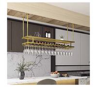 HXZJUIKL Ceiling Mount Shelf Industrial Adjustable Ceiling Metal Wine Glass Rack Bar Storage Rack Kitchens Upside Down Easy To Install Black/Gold(Gold-80 X 30Cm)