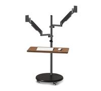 HXZJUIKL Monitor Stands, Dual Monitor Mount Stand With Keyboard Tray, 14"-43" Mulitiuse Rolling Monitor Floor Stand Mobile Workstation, Height Adjustable Gas Spring Monitor Mount(17)