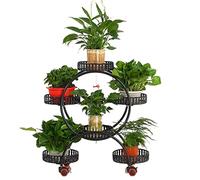 HXZJUIKL Plant Stand Plant Shelf Plant Table Creative Metal Plant Holder 6 Trays For Flower Pots With Wheel Decorative For Home Patio Garden Plant Holder Flower Stand Plant Rack