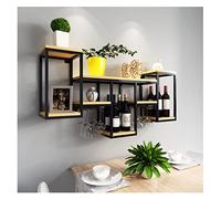 HXZJUIKL Wall-Mounted Wrought Iron Decorative Rack On The Wall Retro Living Room Kitchen Wall-Mounted Rack Office Bar Flower Rack(C-106X20X58Cm)