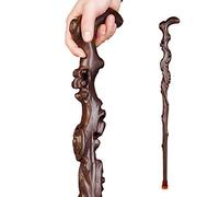 HXZXH Wood Cane with Supportive Curved Handle Gift Exquisite Carving Walking Canes as Gifts Walking Sticks for Men and Women Hand Crutch Crutches Made of Ebony Wood Fashionable Sturdy Stable Brown