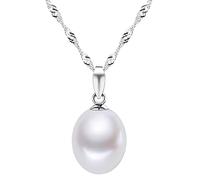 HXZZ Fine Jewelry Women Gifts 925 Sterling Silver Freshwater Cultured Teardrop White Pearl Pendant Necklace, M, Pearl, Pearl
