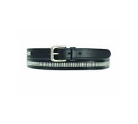 Hy Crystal Diamante Leather Belt - Brown/Gold Diamante - 100cm