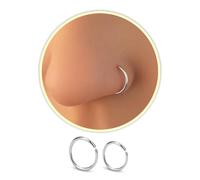 HY DOT 2pcs Silver Nose Ring 20g Piercing Jewellery, 6mm + 8mm Nose Rings hoop Thin Snug Tiny Nose Ear Lip ring Tragus Septum Piercing Jewellery, 316L Surgical Steel Women Girl's Gift