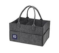 HY DOT Baby Nappy Caddy Organiser - 3mm Thick Grey Felt Nursery Storage Baskets with Changing Caddy Compartments (Dark Grey)