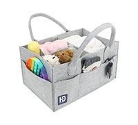 HY DOT Baby Nappy Caddy Organiser - 3mm Thick Grey Felt Nursery Storage Baskets with Changing Caddy Compartments