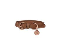 Hy Equestrian Benji & Flo Deluxe Padded Leather Dog Collar, Tan/Rose Gold, Medium