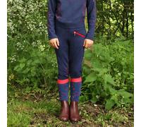 Hy Equestrian Children's Stella Silicone Knee Patch Riding Tights - 5 - 6 Years · Navy and Red