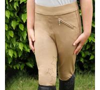 Hy Equestrian Children's Stella Silicone Knee Patch Riding Tights Beige - 5 - 6 Years