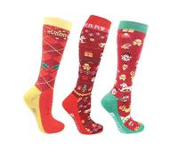 Hy Equestrian Christmas Cross Stitch Socks - Adult 4-8