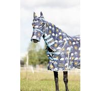 Hy Equestrian Come Rain or Shine Fly Mask with Ears and Detachable Nose - Navy/Blue/Yellow - Full (Fly Mask with Ears and Detachable Nose)