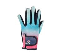 HY EQUESTRIAN Dazzling Diamond Riding Gloves by Little Rider, Teal/Pink (Child Medium)