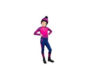 Hy Equestrian DynaForce Kids Riding Tights Raspberry/Navy - 11-12 Years