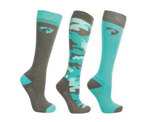 HY EQUESTRIAN DynaForce Socks (Pack of 3) Size 12-4 (Pacific/Grey)