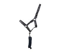 Hy Equestrian Elevate Allure Head Collar & Lead Rope - Navy/Gun Metal Grey - Cob