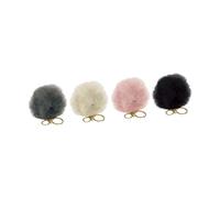 Hy Equestrian Faux Fur Pom Pom Key Ring Cream - Single