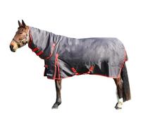 HY EQUESTRIAN HYCONIC 200g Combi Turnout Rug, Charcoal/Red (7'3")