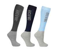 HY EQUESTRIAN HYCONIC Socks (Pack of 3), Mizs 12-4 (Blue)