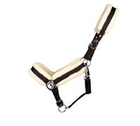 Hy Equestrian Luxury Faux Fur Head Collar (Black, Pony)